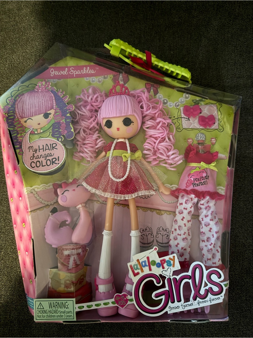 Lalaloopsy Girls Jewel Sparkles Pink Curly-Hair Doll with Color-Changing Hair